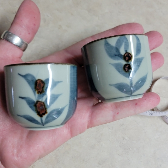 Vintage sake ceramic cups lot of 2 hand painted perfect vintage condition - Picture 8 of 10